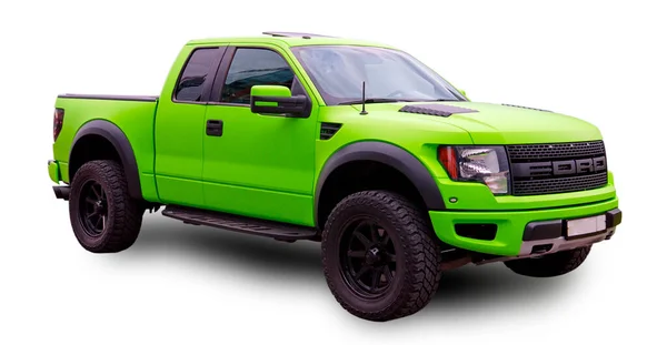 Amerikan kamyonu Ford F-150 SVT Raptor beyaz arkaplanda izole edildi.