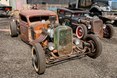 Saint-Petersburg - 22 Mayıs 2021: St. Petersburg Özel Hafta Sonu 2021 'de gösterilen klasik hot rod