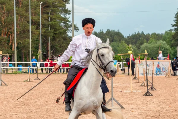 Kuban Cossack Horse Performing Tricks Open Air Xxii International Equestrian — Stock Photo, Image