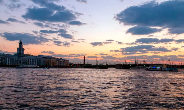 Vista Sul Fiume Neva White Nights Notti Bianche Nella Città — Foto Stock