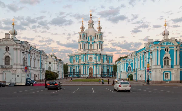 Complexo Catedral Smolny Noite Verão São Petersburgo Rússia — Fotografia de Stock