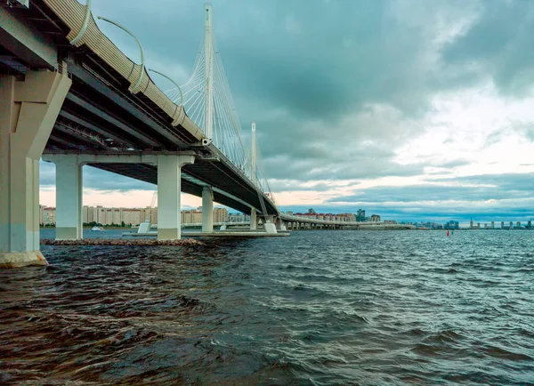 Kabelový Most Západního Vysokorychlostního Průměru Petrohrad Rusko — Stock fotografie