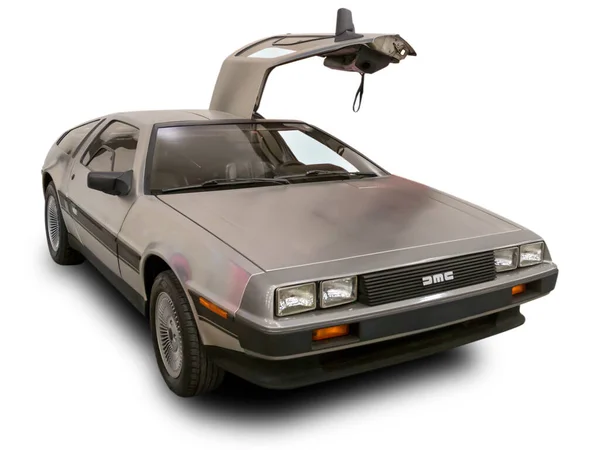 Legendarisk Amerikansk Sportbil Delorean Dmc Isolerad Vit Bakgrund — Stockfoto