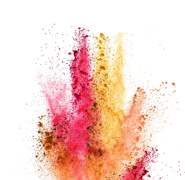 Explosion of colored powder on white background — Stock Photo, Image