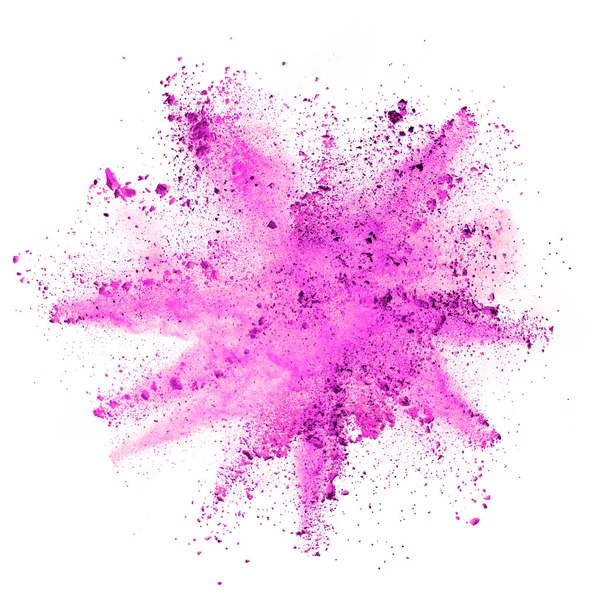 Explosión de polvo rosa sobre fondo blanco — Foto de Stock