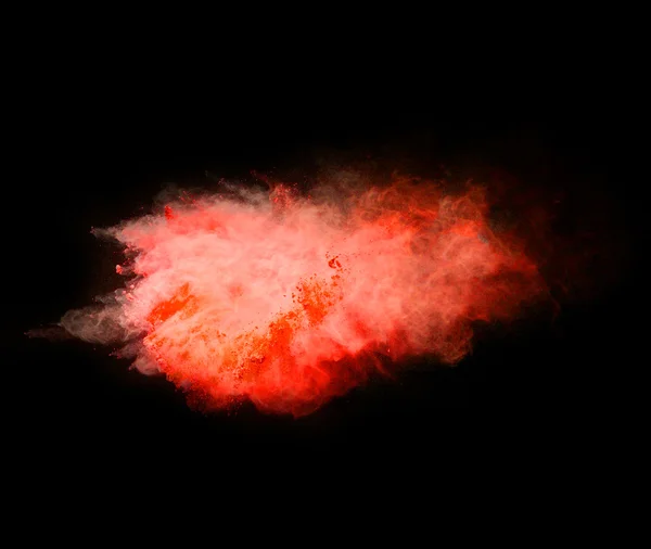 Explosion de poudre rouge sur fond noir — Photo