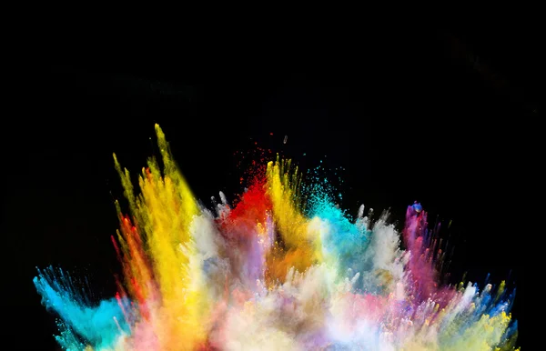 Explosion of colored powder on black background — Stock Photo, Image