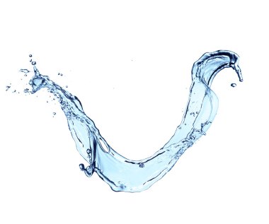 Mavi su sıçraması beyaz arkaplanda izole edildi