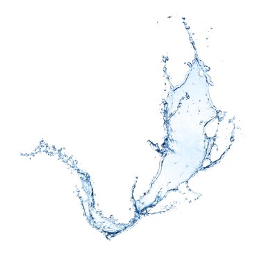 Mavi su sıçraması beyaz arkaplanda izole edildi