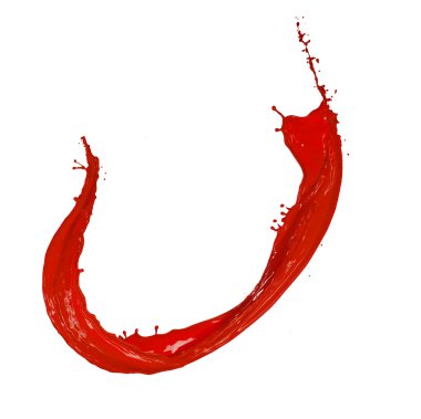 Beyaz arka plan üzerinde izole kırmızı boya splash