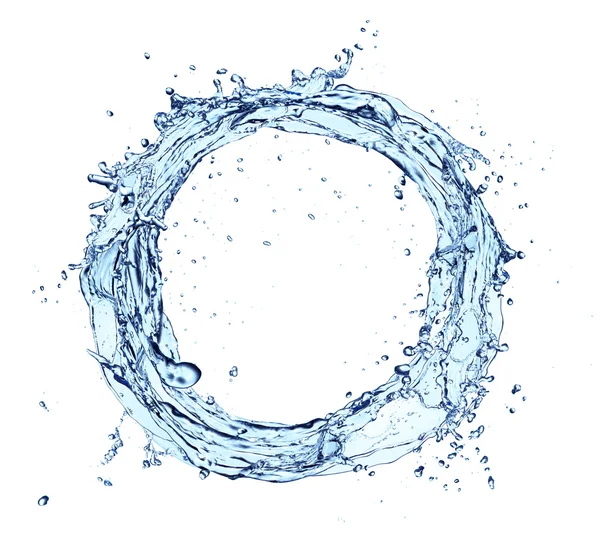 Círculo respingo de água isolado no fundo branco — Fotografia de Stock