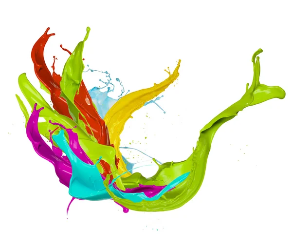 Colored paint splash, isolated on white background — Stock Photo, Image