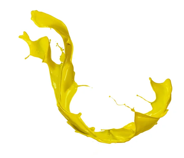 Peinture jaune éclaboussure, isolée sur fond blanc — Photo