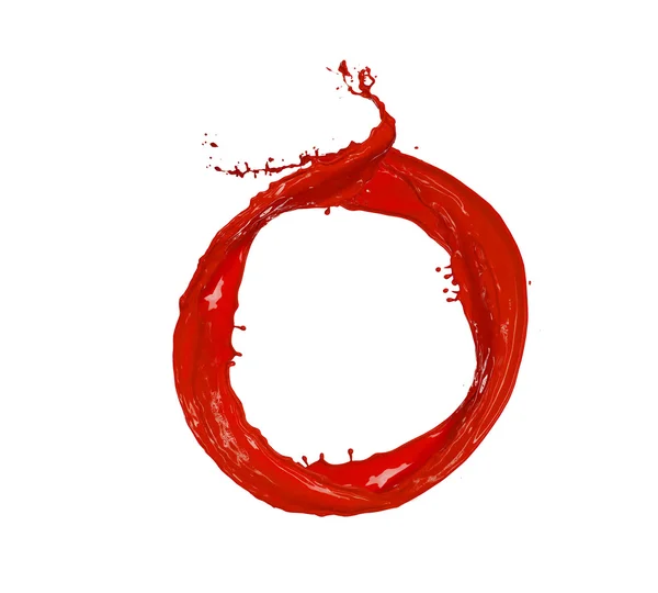 Cercle de peinture rouge, isolé sur fond blanc — Photo