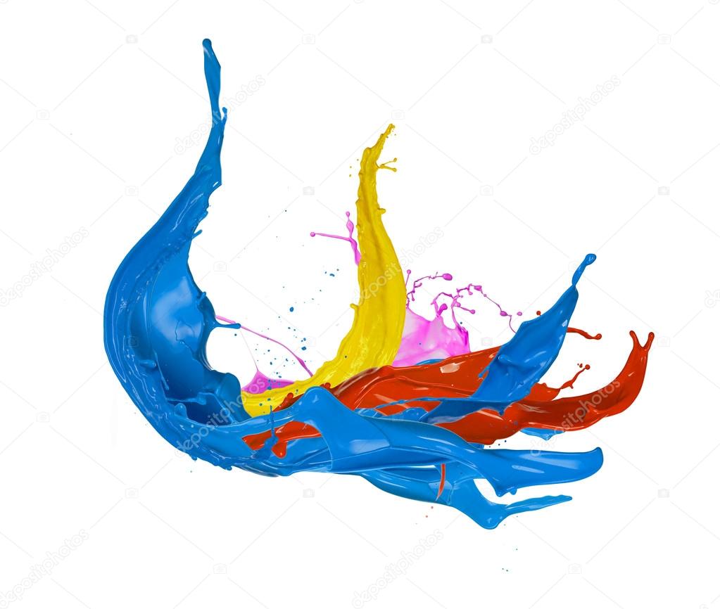 Colored paint splash, isolated on white background