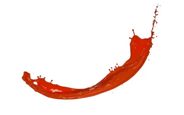 Spruzzo di vernice rossa, isolato su sfondo bianco — Foto Stock
