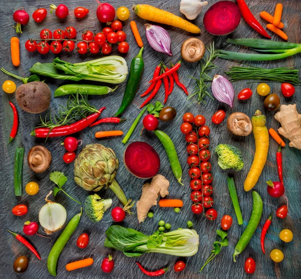 Collection of fresh vegetables on stone — Stock Photo, Image