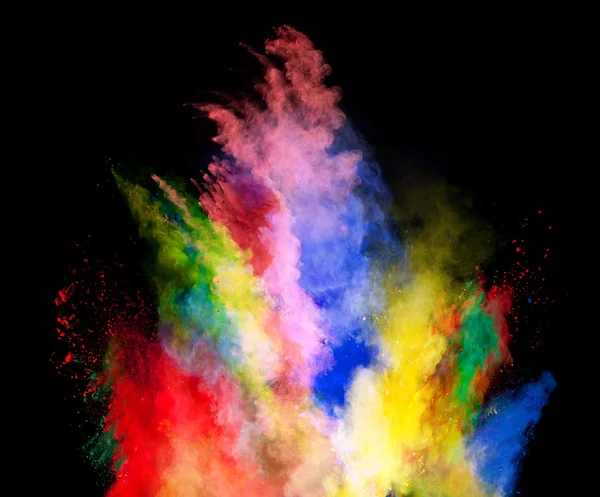 Explosion of colored powder on black background — Stock Photo, Image