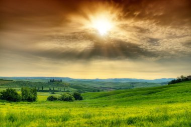 Sunrise güzel Tuscany manzara