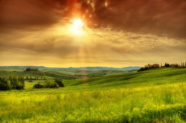 Sunrise güzel Tuscany manzara