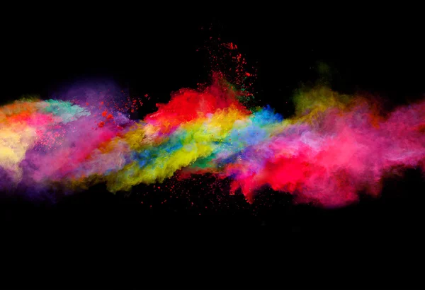 Explosion of colored powder on black background — Stock Photo, Image