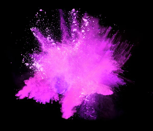 Explosion von rosa Puder auf schwarzem Hintergrund — Stockfoto