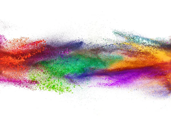 Beyaz arkaplanda renkli toz patlaması — Stok fotoğraf