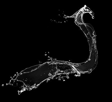 mavi su sıçraması siyah arkaplanda izole edildi