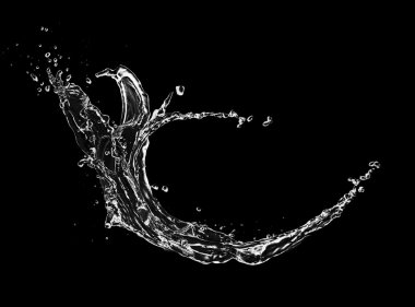 mavi su sıçraması siyah arkaplanda izole edildi