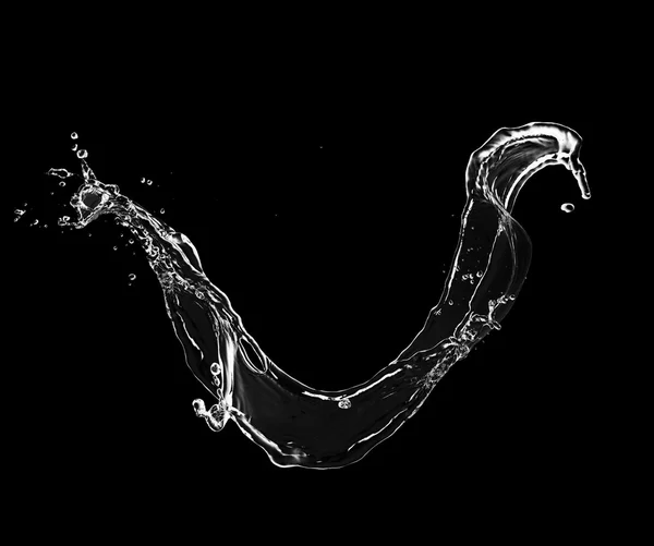 Μπλε νερό splash απομονώνονται σε μαύρο φόντο — Φωτογραφία Αρχείου