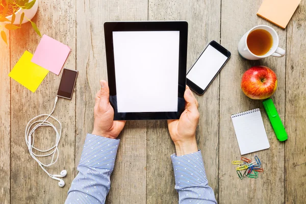 Close-up of businessman working on tablet — Stock Photo, Image