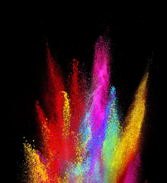Explosión de polvo de color sobre fondo negro — Foto de Stock