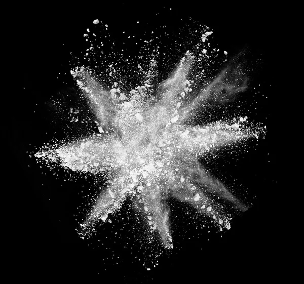 White powder explosion on black background — Stock Photo, Image