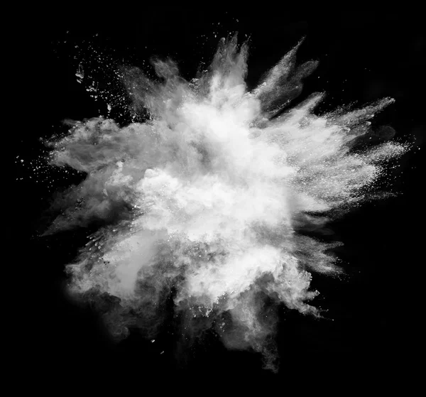 White powder explosion on black background — Stock Photo, Image