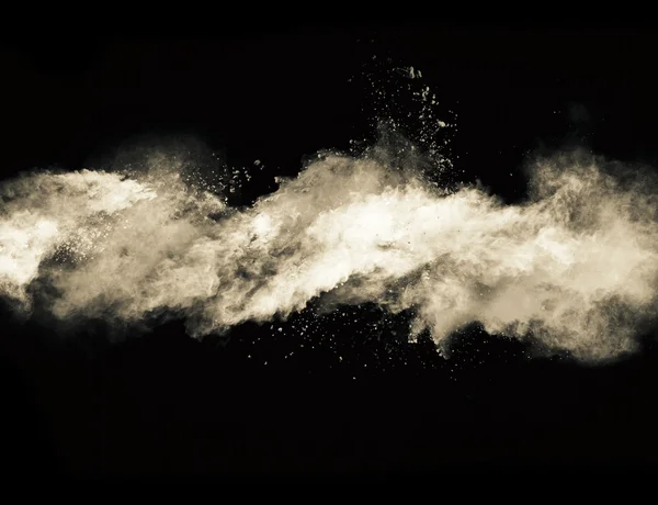 Explosion of white powder on black background — Stock Photo, Image