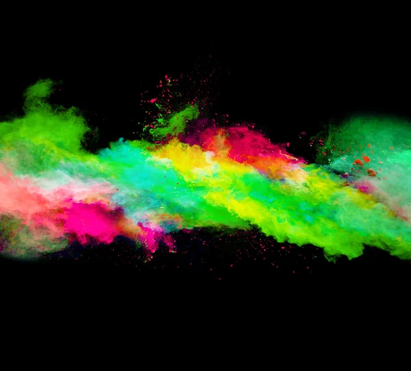 Explosion of colored powder on black background — Stock Photo, Image