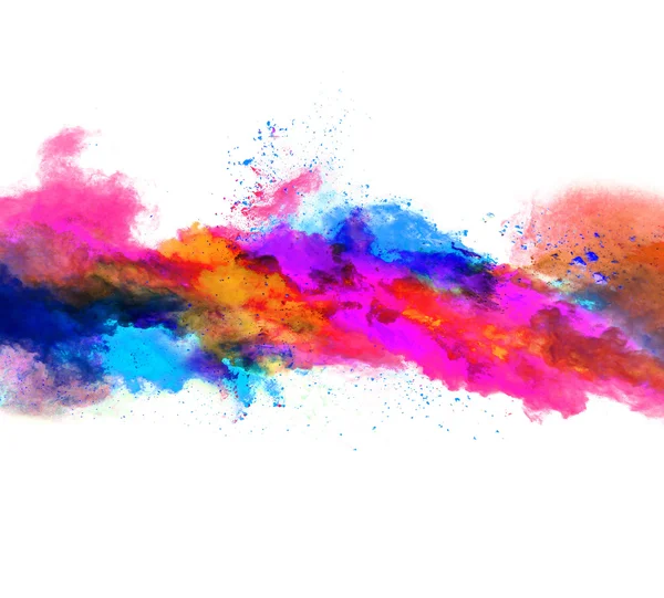 Explosion of colored powder on white background — Stock Photo, Image