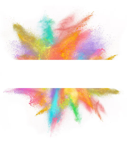 Explosion of colored powder on white background — Stock Photo, Image