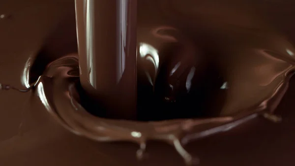 Closeup Splashing Hot Chocolate Freeze Motion — Fotografia de Stock