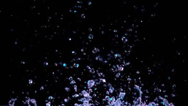 Σούπερ Αργή Κίνηση Του Νερού Πιτσιλίσματος Φωτίζεται Από Φώτα Νέον — Αρχείο Βίντεο