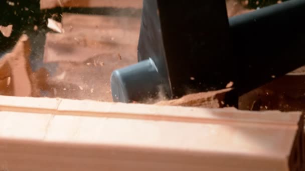 Super Slow Motion Dettaglio Martello Che Colpisce Mattone Girato Cinepresa — Video Stock