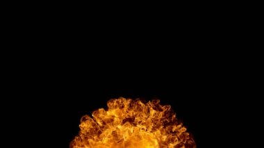 Siyah arka planda izole edilmiş ateş patlamasının süper yavaş çekimi. Yüksek hızlı sinema kamerası, 1000 fps.