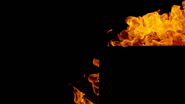 在黑色背景上隔离的火架特写的超级慢动作 用高速摄像机拍摄 每秒1000帧 — 图库视频影像