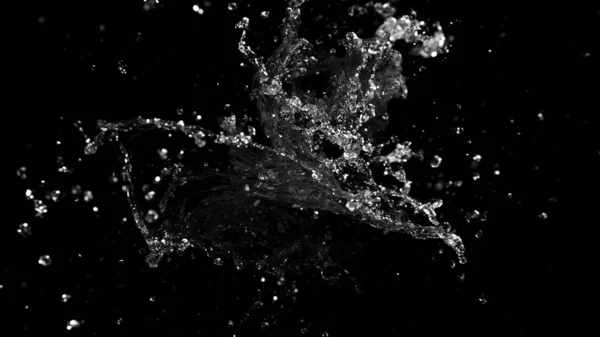 Водяні Бризки Ізольовані Чорному Тлі Студійний Знімок Текстура Бризок Абстрактної — стокове фото