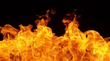 Siyah arka planda izole edilmiş süper yavaş ateş patlaması. Yüksek hızlı sinema kamerası, 1000 fps.