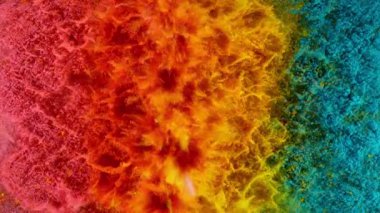 Renkli barut patlamasının süper yavaş çekimi. Yüksek hızlı sinema kamerası, 1000fps.
