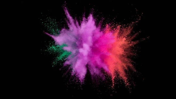 Launched Colorful Powder Black Background Abstract Powder Explosion — Stock Photo, Image