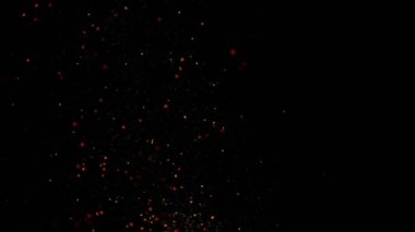 Siyah arka planda izole edilmiş çok yavaş ateş kıvılcımları. Yüksek hızlı kamera, 1000 fps.