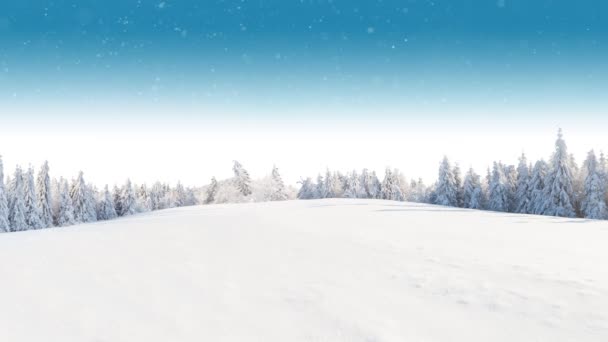 Slow Motion Fallande Snö Med Vinter Landskap Bakgrunden Fallande Snö — Stockvideo