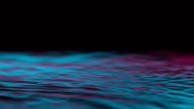 Neon ışıklarıyla aydınlatılan su dalgalarının süper yavaş akımı. Çok hızlı bir kamerayla çekildi, 1000 fps..